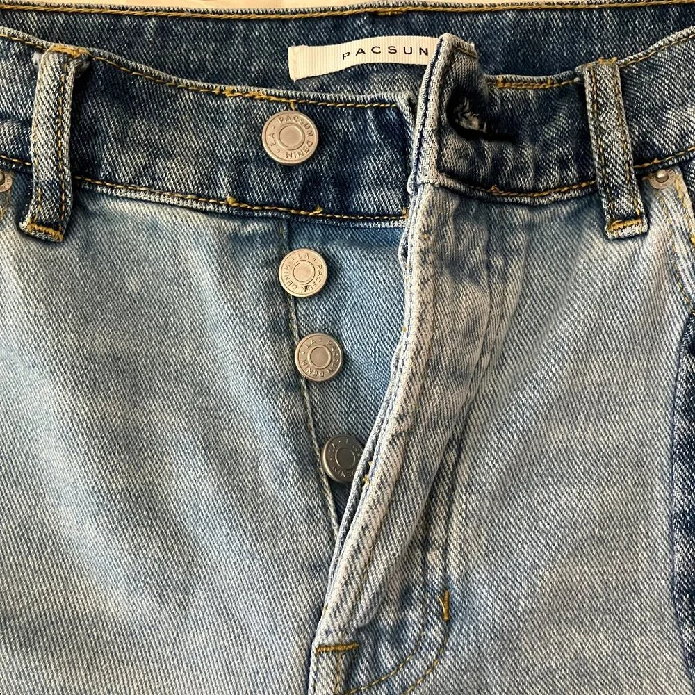 PACSUN Los Angeles High rise straight Blue 2 tones Jeans Size 25 - Picture 4 of 12